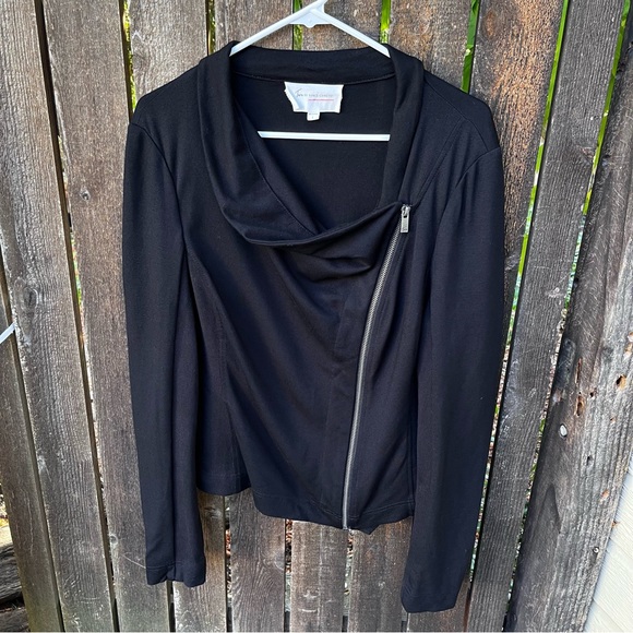Vince Camuto Two Black Asymmetrical Zip Moto Jacket Sz L - Picture 6 of 13